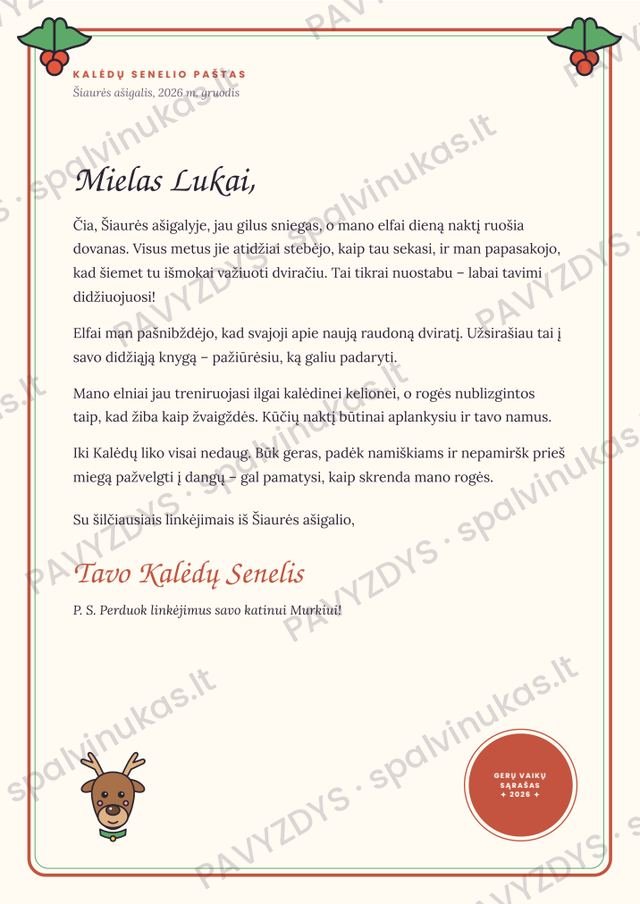 Kalėdų Senelio laiškas – puslapio peržiūra