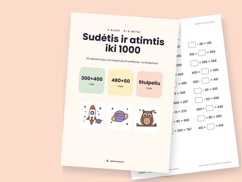 Sudėtis ir atimtis iki 1000 – peržiūra